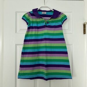 Hanna Andersson Striped Polo Dress, 100% Cotton; Purple, Blue, and Green